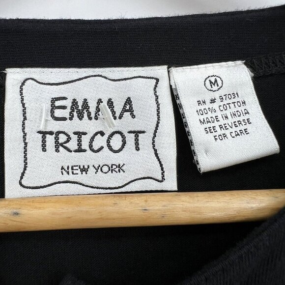 Emma Tricot Cardigan Embroidered Tropical Flowers Black Women’s Size Medium - Picture 4 of 8